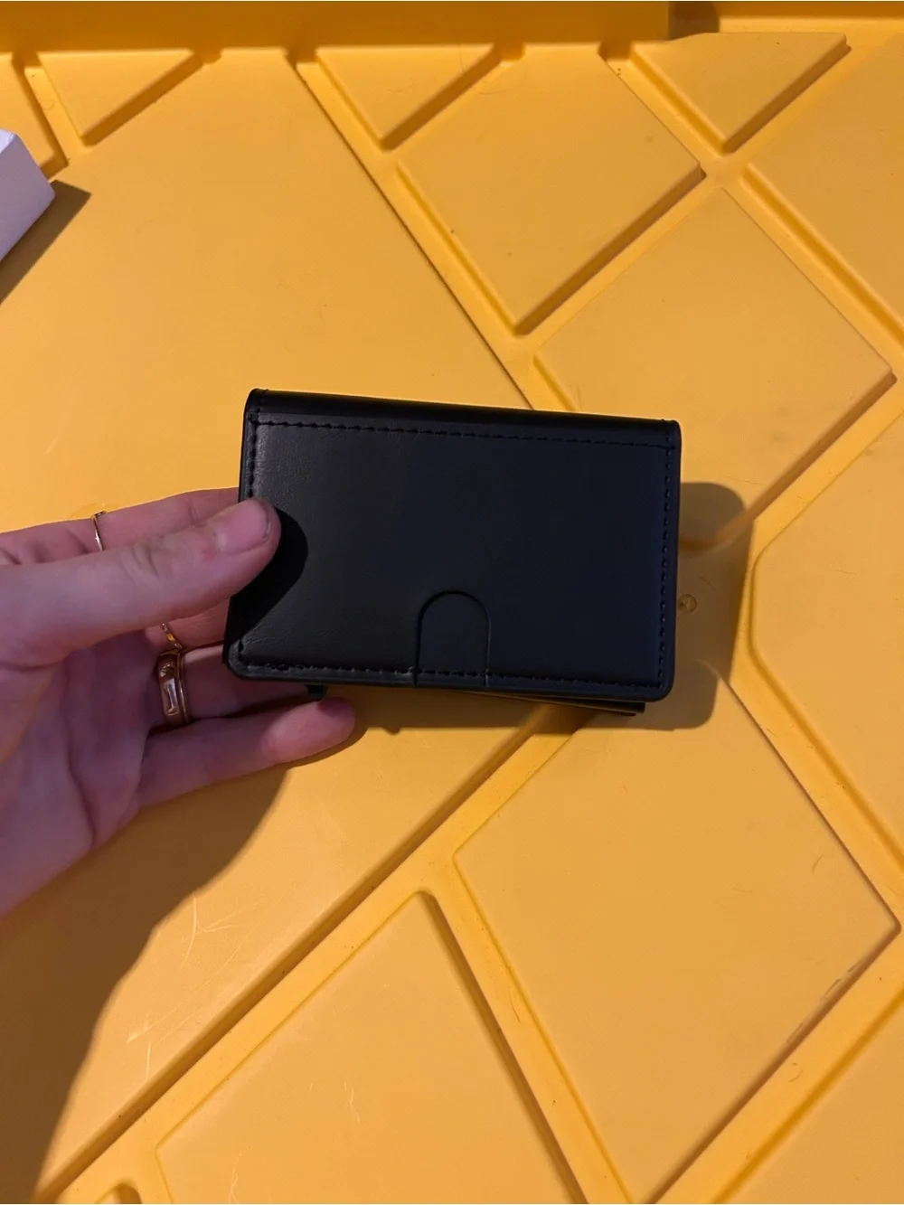 Black Men's Bifold Card Wallet - Leather ID Window